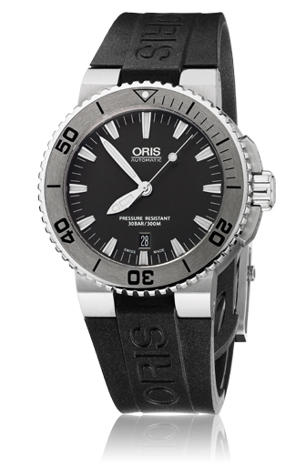 Oris 01 733 7653 4153-07 4 26 34EB : Aquis Date 43 Stainless Steel / Black / Rubber