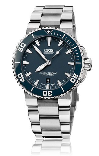 Oris 01 733 7653 4155-07 8 26 01PEB : Aquis Date 43 Stainless Steel / Blue / Bracelet