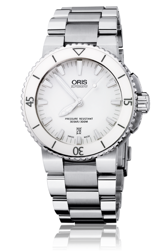 Oris 01 733 7653 4156-07 8 26 01PEB : Aquis Date 43 Stainless Steel / White / Bracelet