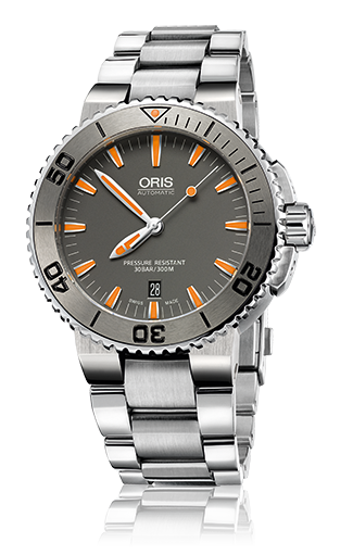 Oris 01 733 7653 4158-07 8 26 01PEB : Aquis Date 43 Stainless Steel / Grey / Bracelet