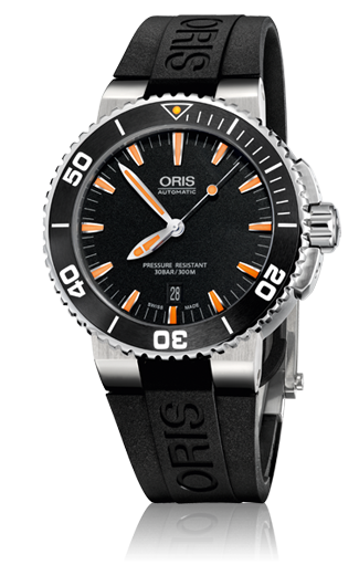 Oris 01 733 7653 4159-07 4 26 34EB : Aquis Date 43 Stainless Steel / Black / Rubber