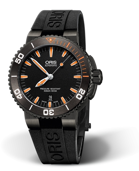 Oris 01 733 7653 4259-07 4 26 34GEB : Aquis Date 43 PVD / Black / Rubber