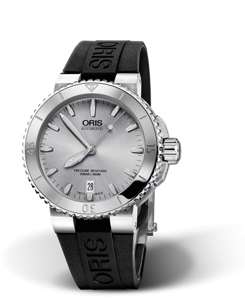 Oris 01 733 7676 4141-07 4 21 34 : Aquis Date 40 Stainless Steel / Silver / Rubber