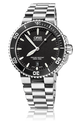 Oris 01 733 7676 4154-07 8 21 10P : Aquis Date 40 Stainless Steel / Black / Bracelet
