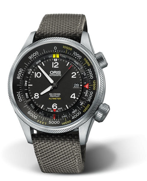 Oris 01 733 7705 4134-Set 5 23 17FC : Big Crown ProPilot Altimeter Feet / Grey Textile