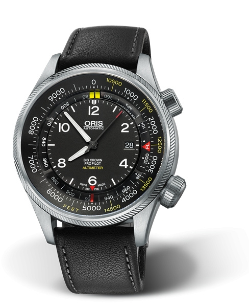 Oris 01 733 7705 4134-Set 5 23 19FC : Big Crown ProPilot Altimeter Feet / Black Leather