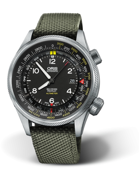 Oris 01 733 7705 4164-Set 5 23 14FC : Big Crown ProPilot Altimeter Meter / Green Textile