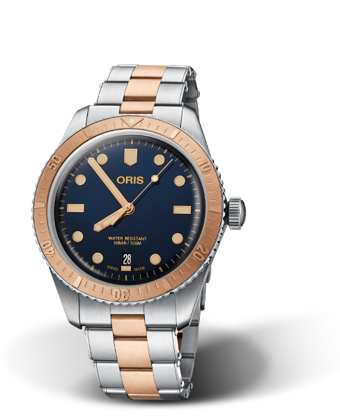 Oris 01 733 7707 4355-07 8 20 17 : Divers Sixty-Five 40 Stainless Steel / Bronze / Blue / Bracelet