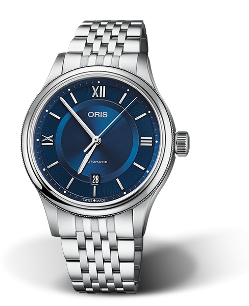 Oris 01 733 7719 4075-07 8 20 10 : Classic Date 42 Stainless Steel / Blue / Bracelet