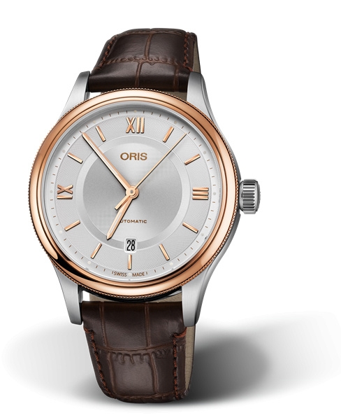 Oris 01 733 7719 4371-07 5 20 32 : Classic Date 42 Stainless Steel - Rose Gold / Silver