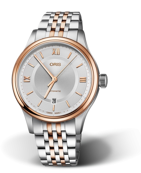 Oris 01 733 7719 4371-07 8 20 12 : Classic Date 42 Stainless Steel - Rose Gold / Silver / Bracelet