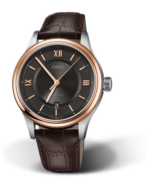 Oris 01 733 7719 4373-07 5 20 32 : Classic Date 42 Stainless Steel - Rose Gold / Grey