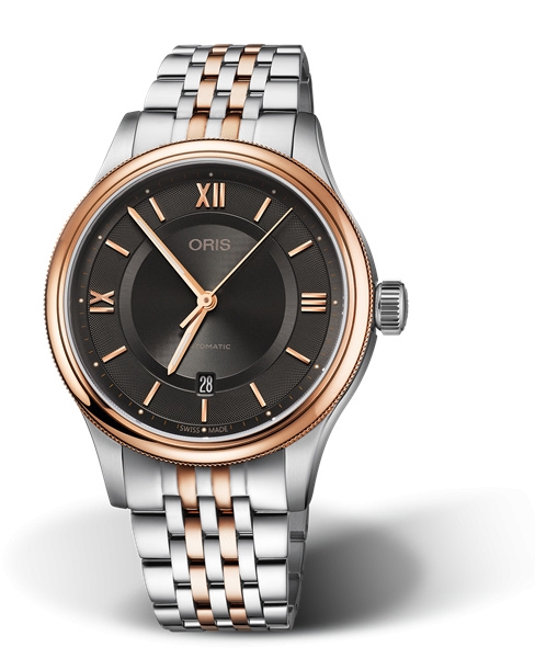 Oris 01 733 7719 4373-07 8 20 12 : Classic Date 42 Stainless Steel - Rose Gold / Grey / Bracelet