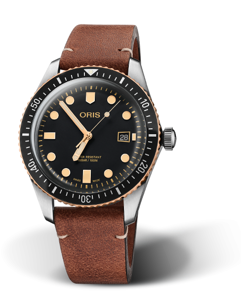 Oris 01 733 7720 4354-07 5 21 45 : Divers Sixty-Five 42 Stainless Steel / Bronze / Black / Calf