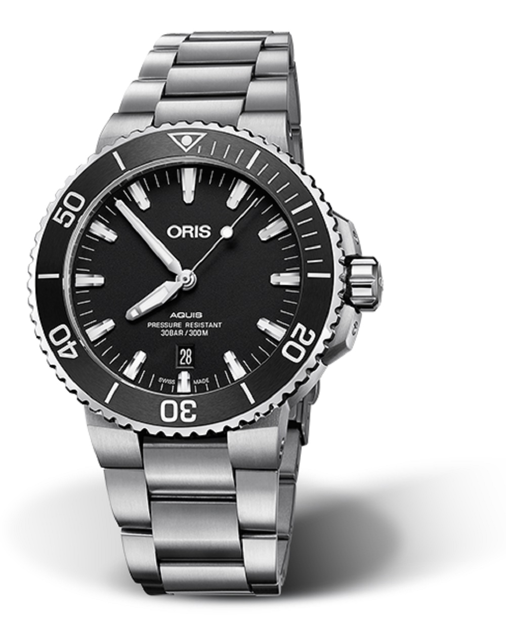 Oris 01 733 7730 4124-07 8 24 05EB : Aquis Date 43.5 Stainless Steel / Matte Black / Bracelet