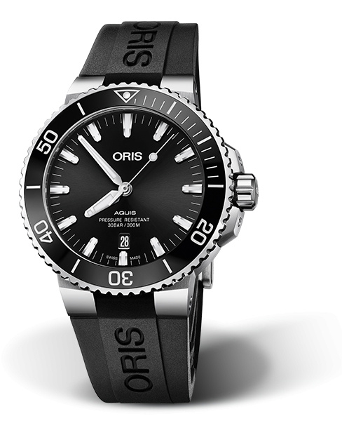 Oris 01 733 7730 4134-07 4 24 64EB : Aquis Date 43.5 Stainless Steel / Black / Rubber