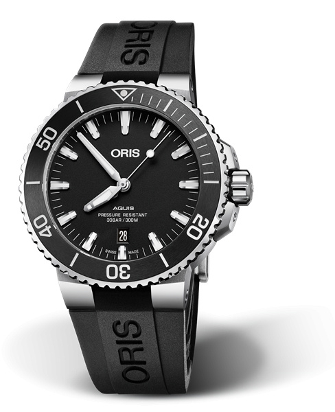 Oris 01 733 7730 4154-07 4 24 64EB : Aquis Date 43.5 Stainless Steel / Matte Black / Rubber