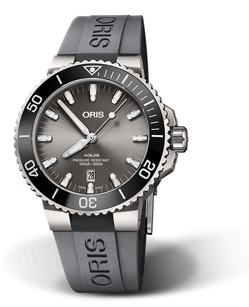 Oris 01 733 7730 7153-07 4 24 63TEB : Aquis Date 43.5 Titanium / Grey / Rubber