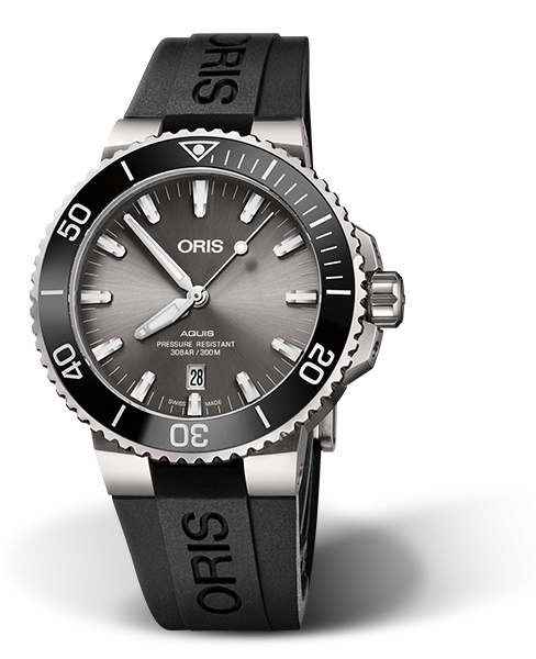 Oris 01 733 7730 7153-07 4 24 64TEB : Aquis Date 43.5 Titanium / Grey / Rubber