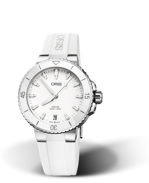 Oris 01 733 7731 4151-07 4 18 63FC : Aquis Date 36.5 Stainless Steel / White / Rubber