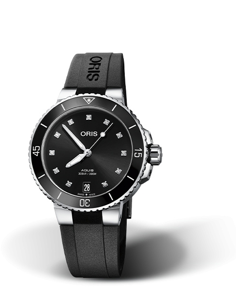 Oris 01 733 7731 4194-07 4 18 64FC : Aquis Date 36.5 Stainless Steel / Black - Diamond / Rubber