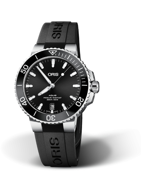 Oris 01 733 7732 4134-07 4 21 64FC : Aquis Date 39.5 Stainless Steel / Black / Rubber