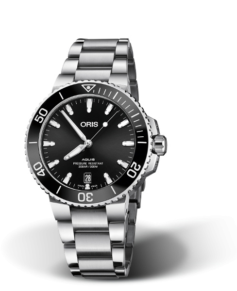 Oris 01 733 7732 4134-07 8 21 05PEB : Aquis Date 39.5 Stainless Steel / Black / Bracelet