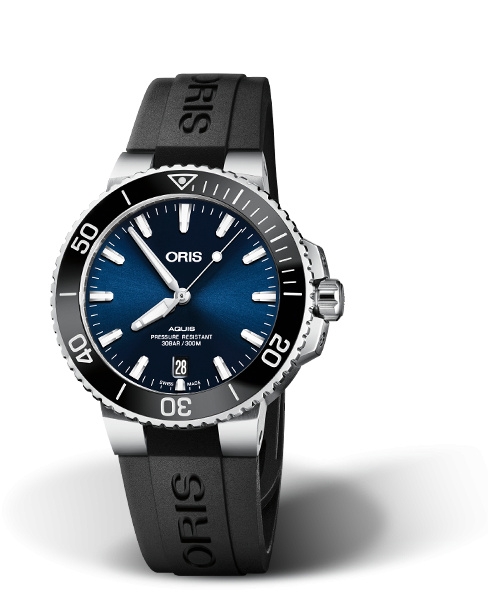 Oris 01 733 7732 4135-07 4 21 64FC : Aquis Date 39.5 Stainless Steel / Blue / Rubber