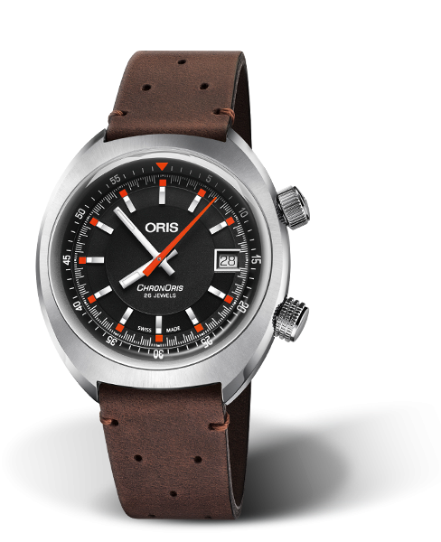 Oris 01 733 7737 4054-07 5 19 45 : Chronoris Date / Black / Brown Leather
