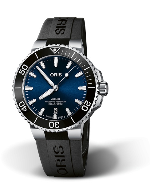 Oris 01 733 7766 4135-07 4 22 64FC : Aquis Date 41.5 Stainless Steel / Blue / Rubber