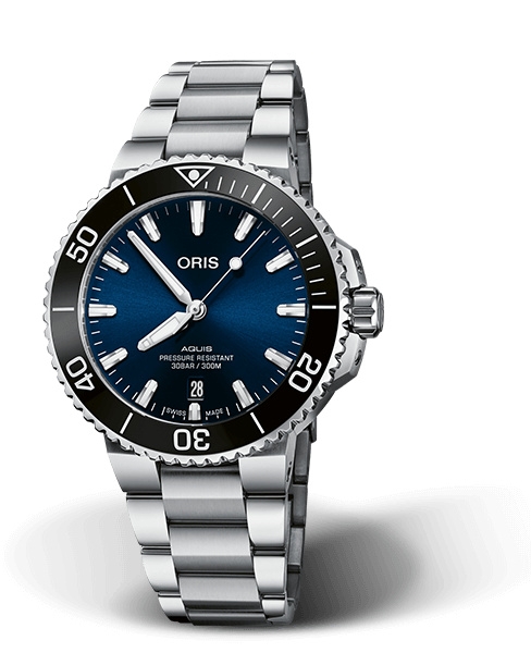 Oris 01 733 7766 4135-07 8 22 05PEB : Aquis Date 41.5 Stainless Steel / Blue / Bracelet