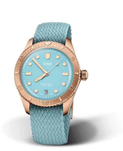 Oris 01 733 7771 3155-07 3 19 02BRS : Divers Sixty-Five 38 Cotton Candy Sky Blue / Perlon