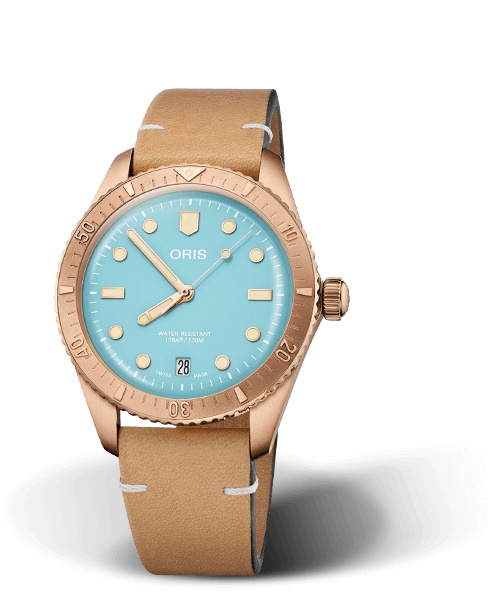 Oris 01 733 7771 3155-07 5 19 04BR : Divers Sixty-Five 38 Cotton Candy Sky Blue / Calf