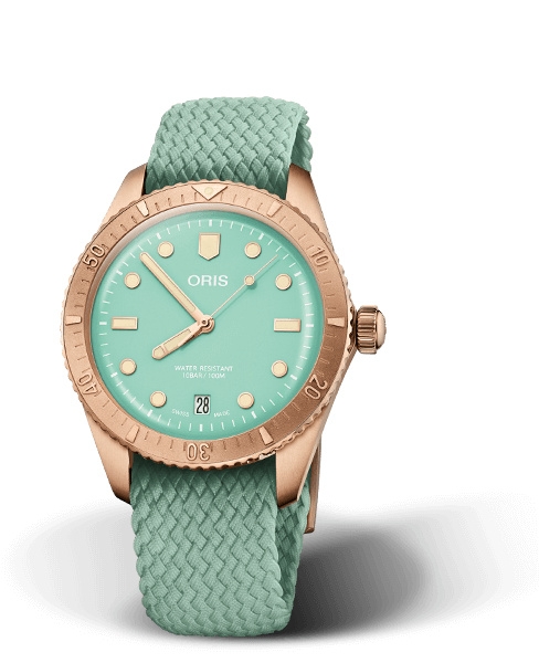 Oris 01 733 7771 3157-07 3 19 03BRS : Divers Sixty-Five 38 Cotton Candy Wild Green / Perlon