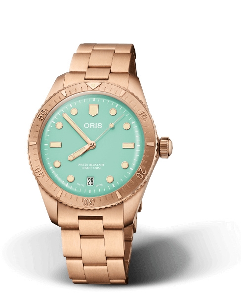 Oris 01 733 7771 3157-07 8 19 15 : Divers Sixty-Five 38 Cotton Candy Wild Green / Bracelet