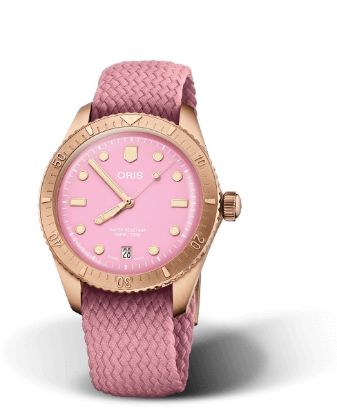 Oris 01 733 7771 3158-07 3 19 04BRS : Divers Sixty-Five 38 Cotton Candy Lipstick Pink / Perlon