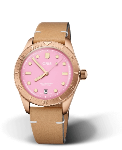 Oris 01 733 7771 3158-07 5 19 04BR : Divers Sixty-Five 38 Cotton Candy Lipstick Pink / Calf