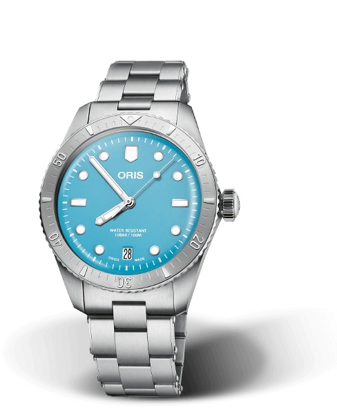 Oris 01 733 7771 4055-07 8 19 18 : Divers Sixty-Five 38 Cotton Candy Stainless Steel / Blue / Bracelet