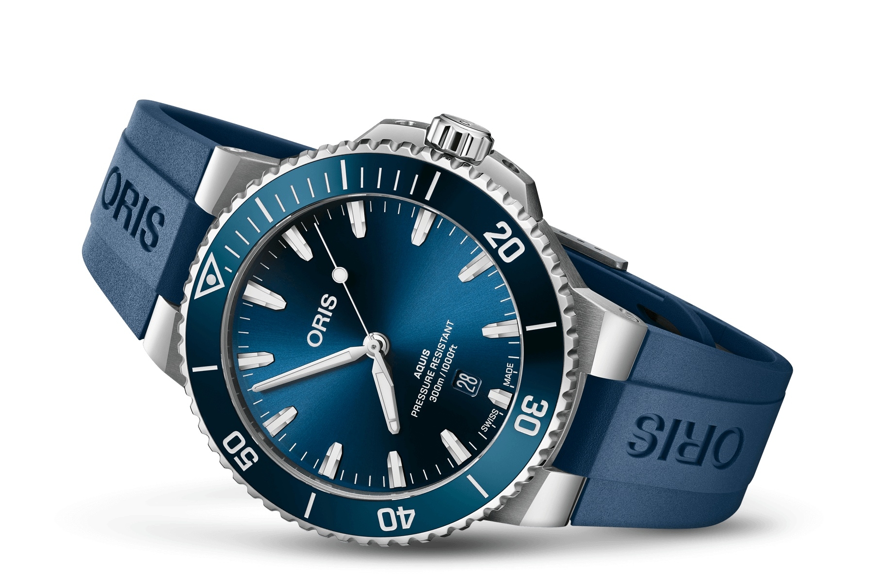 Oris 01 733 7789 4135-07 4 23 35FC : Aquis Date 43.5 Stainless Steel / Blue / Rubber