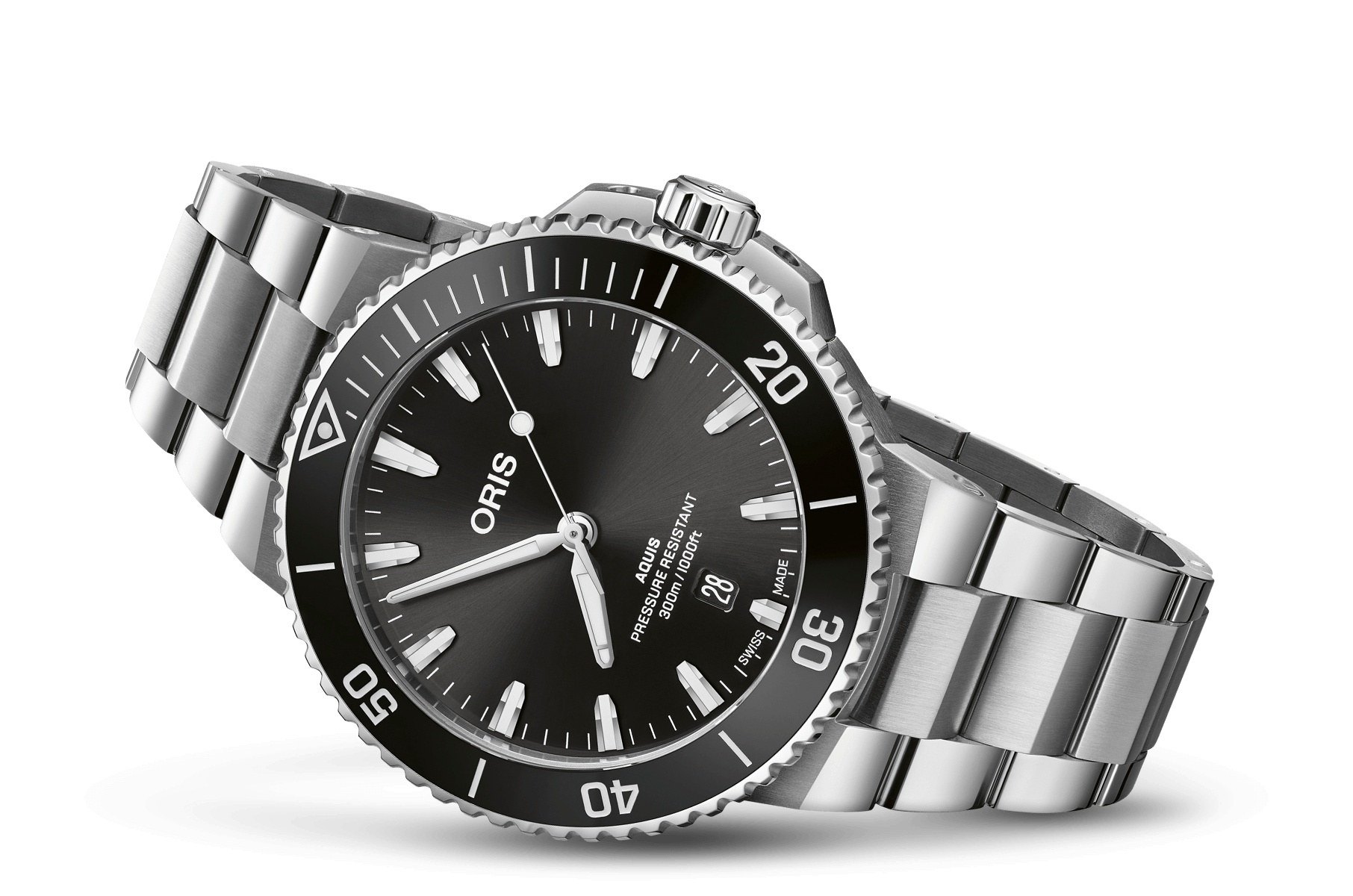 Oris 01 733 7789 4154-07 8 23 04PEB : Aquis Date 43.5 Stainless Steel / Black / Bracelet