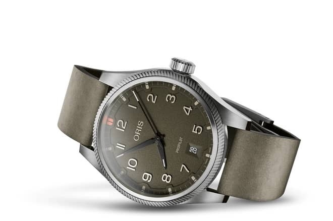 Oris 01 733 7805 4167-07 6 20 16LC : Big Crown ProPilot Date Stainless Steel / Moss / Strap