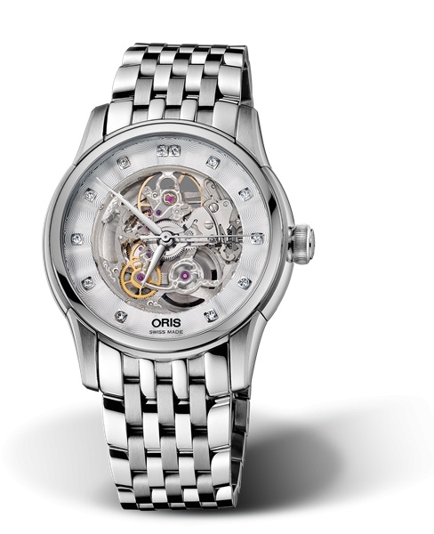 Oris 01 734 7670 4019-07 8 21 77 : Artelier Skeleton 40.5 Diamonds Stainless Steel / Bracelet