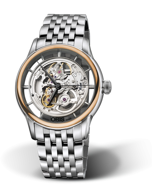 Oris 01 734 7684 6351-07 8 21 77 : Artelier Translucent Skeleton Stainless Steel - Rose Gold / Bracelet