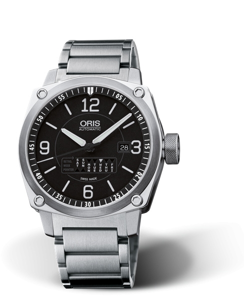 Oris 01 735 7617 4164-07 8 22 58 : BC4 Retrograde Day Stainless Steel / Black / Bracelet