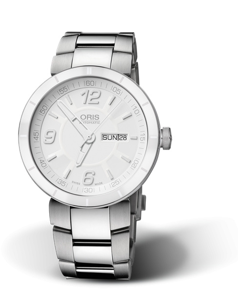 Oris 01 735 7651 4166-07 8 25 10 : TT1 Day Date Stainless Steel - Ceramic / White / Bracelet