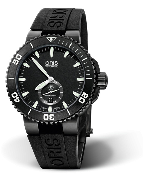Oris 01 739 7674 7754-07 4 26 34BTE : Aquis Titan Small Second - Date Titanium - DLC / Black / Rubber