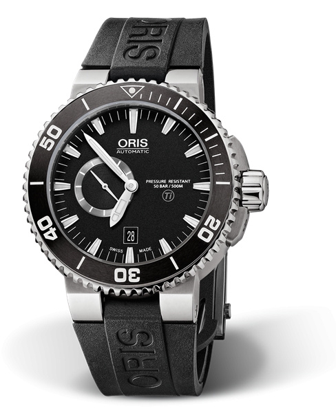 Oris 01 743 7664 7154-07 4 26 34TEB : Aquis Titan Small Second - Date Titanium  / Black / Rubber