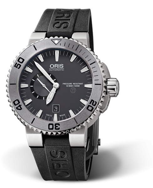 Oris 01 743 7664 7253-07 4 26 34TEB : Aquis Titan Small Second - Date Titanium  / Grey / Rubber
