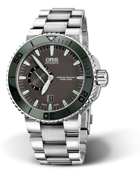 Oris 01 743 7673 4157-07 8 26 01PEB : Aquis Small Seconds Date 46 Stainless Steel / Grey / Bracelet