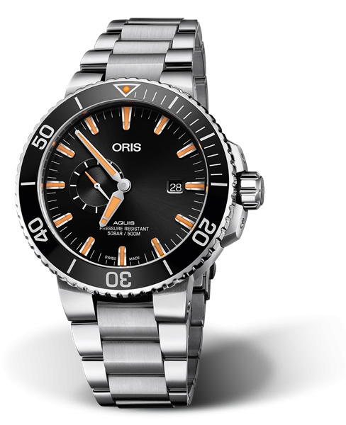 Oris 01 743 7733 4159-07 8 24 05PEB : Aquis Small Seconds Date 45.5 Stainless Steel / Black / Bracelet